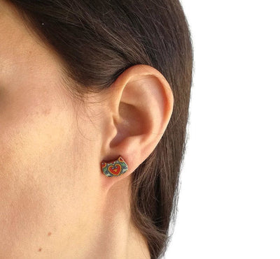 Chloe - Mexican Tile Cat Earrings - ineslamy