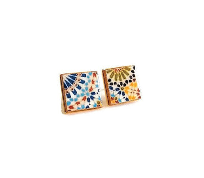 Noor - Moroccan Tile Stud Earrings - ineslamy