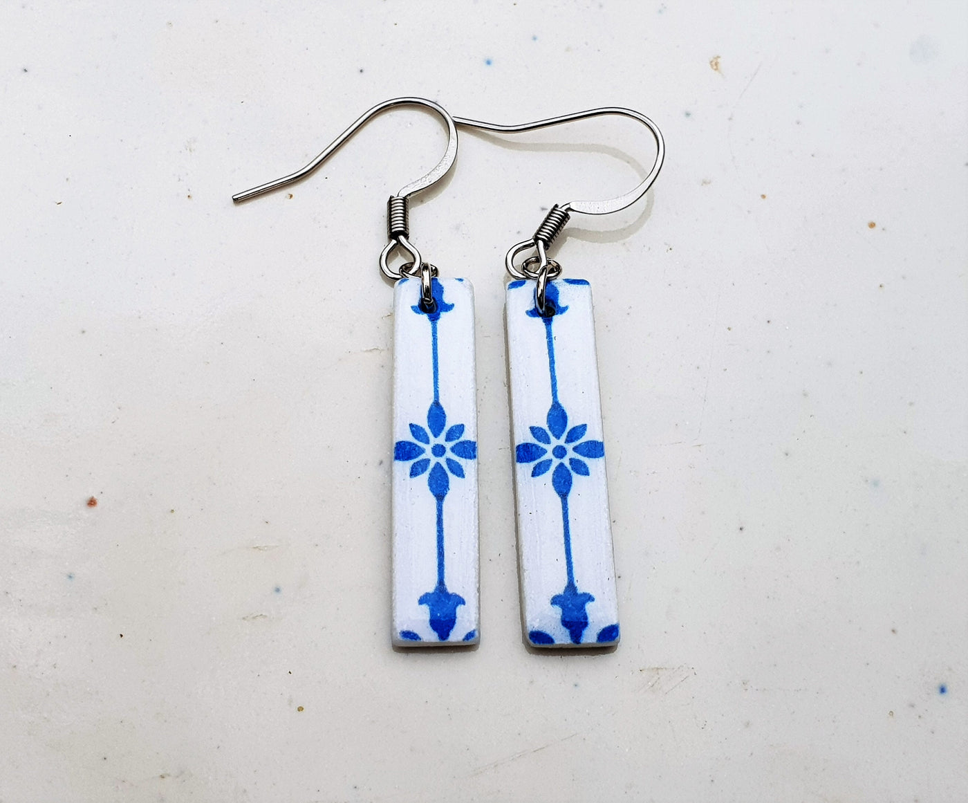 EDNA - Blue Tiles Bar Earrings