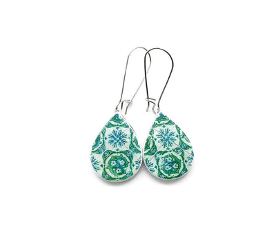 DELILAH - Green Azulejo Teardrop Earrings