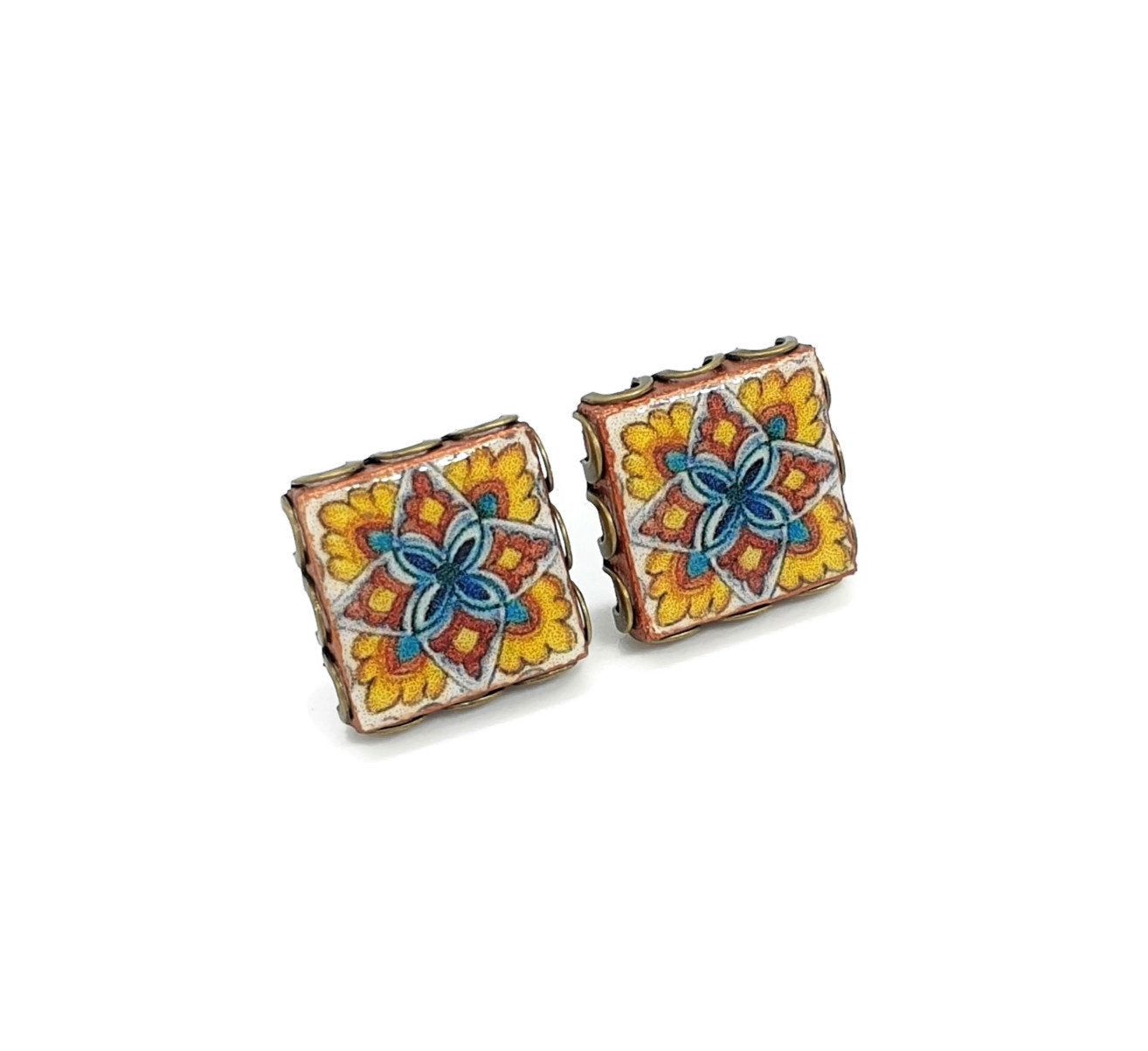 VIVIAN - Mexican flower tile earrings - ineslamy
