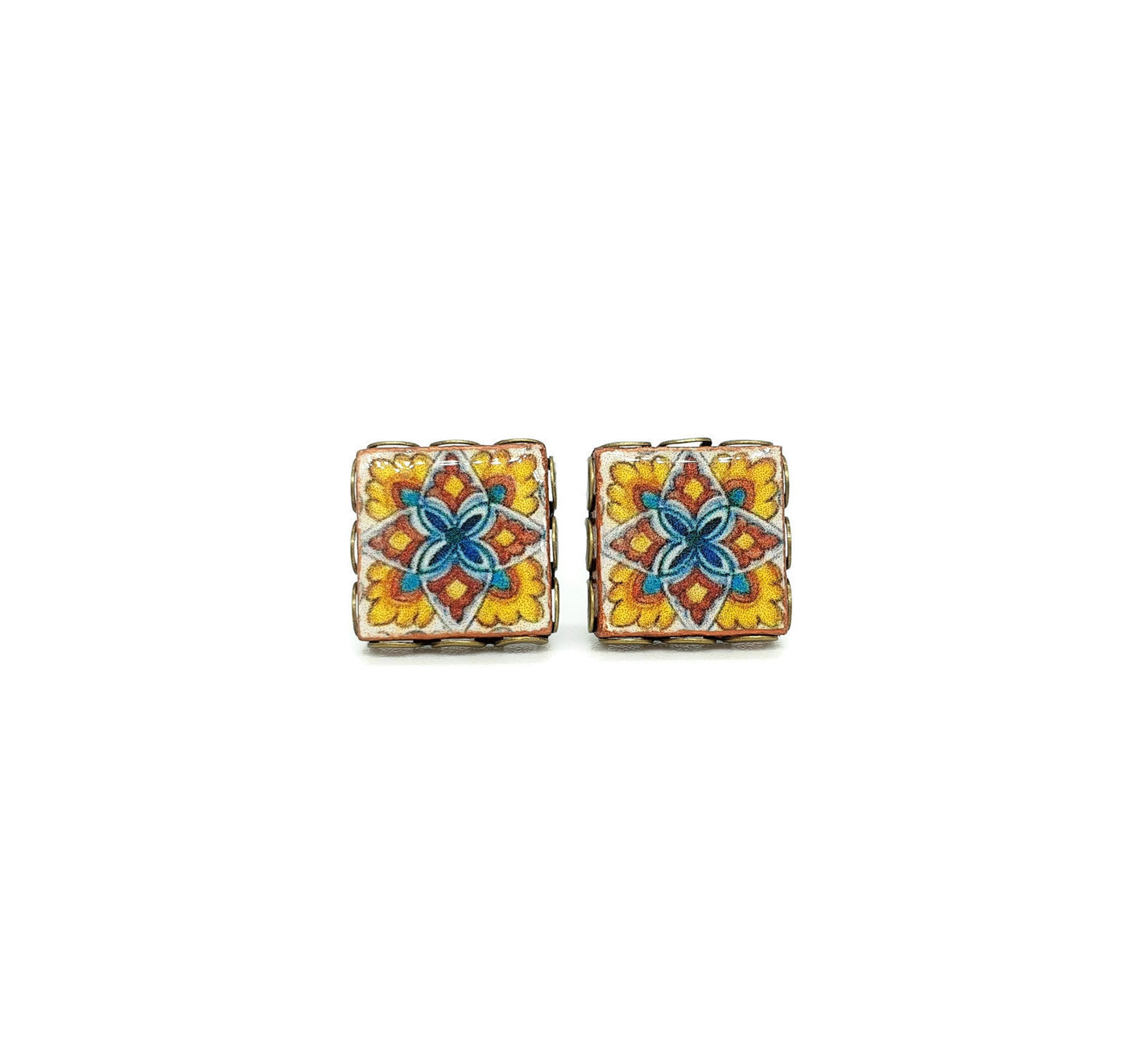 VIVIAN - Mexican flower tile earrings - ineslamy
