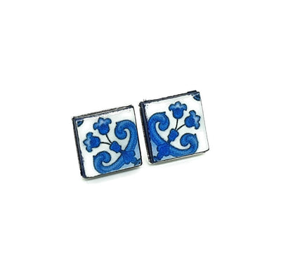 FABIANA - Floral Azulejo Studs Earrings