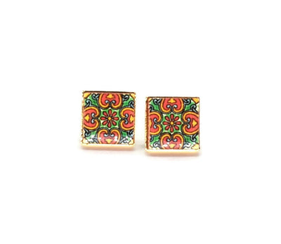 SOFIA - Mexican Red Tile Post Earrings - ineslamy