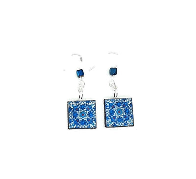 Mehar - Blue Moroccan Tile Earrings - ineslamy