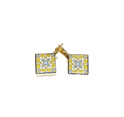 Ella - Yellow & Gold Tiles Earrings - ineslamy