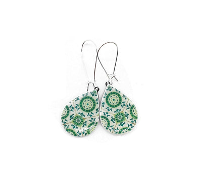 EMERALD - Green Teardrop Azulejo Earrings
