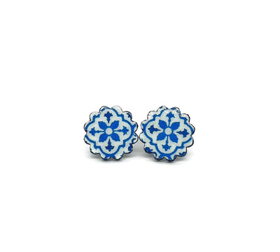 MARIANA - Portuguese Tiles Flower Earrings - ineslamy