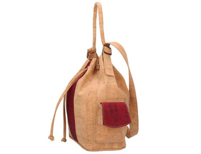 Red Stripe Cork Bucket Bag - ineslamy