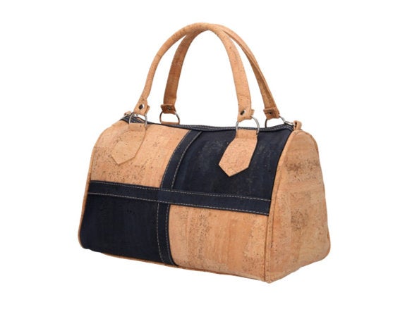 MABEL - Duffel Blue Cork Handbag - ineslamy