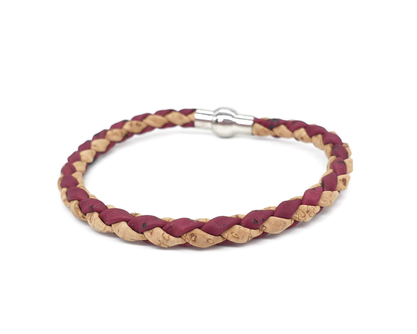 RED cork bracelet, Stackable braided cork bracelet, braided cork bracelet, stackable cork bracelet, men simple bracelet, vegan leather - ineslamy