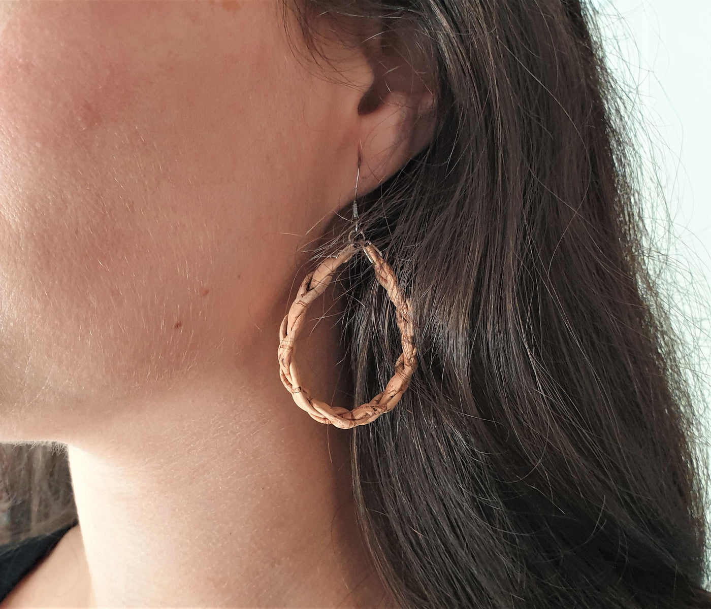 AUDREY - Braided Cork Hoop Earrings - ineslamy