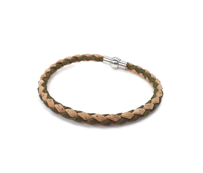GREEN cork bracelet, Stackable braided cork bracelet, braided cork bracelet, stackable cork bracelet, men simple bracelet, vegan leather - ineslamy
