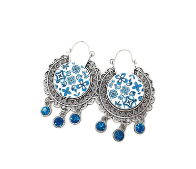 ISIDORA - Mixed Blue Tiles Hoop Earrings