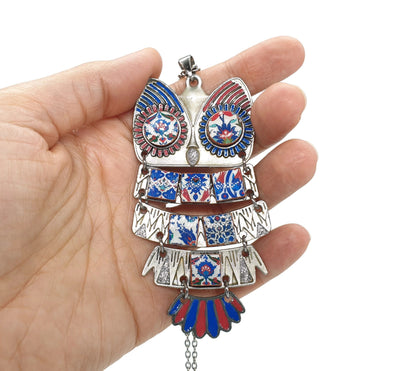 LARISSA - Ethnic Big Owl & Turkish Tiles Necklace
