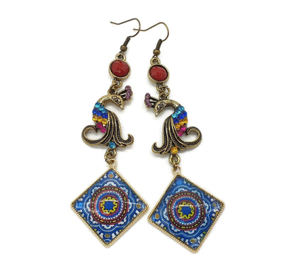NEREA - Mexican Tiles Peacock Earrings - ineslamy