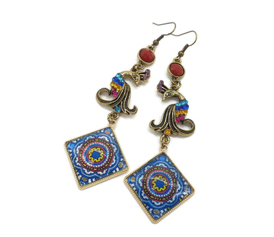 NEREA - Mexican Tiles Peacock Earrings - ineslamy