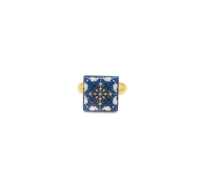 FAYE - Gold Small Tile Ring - ineslamy