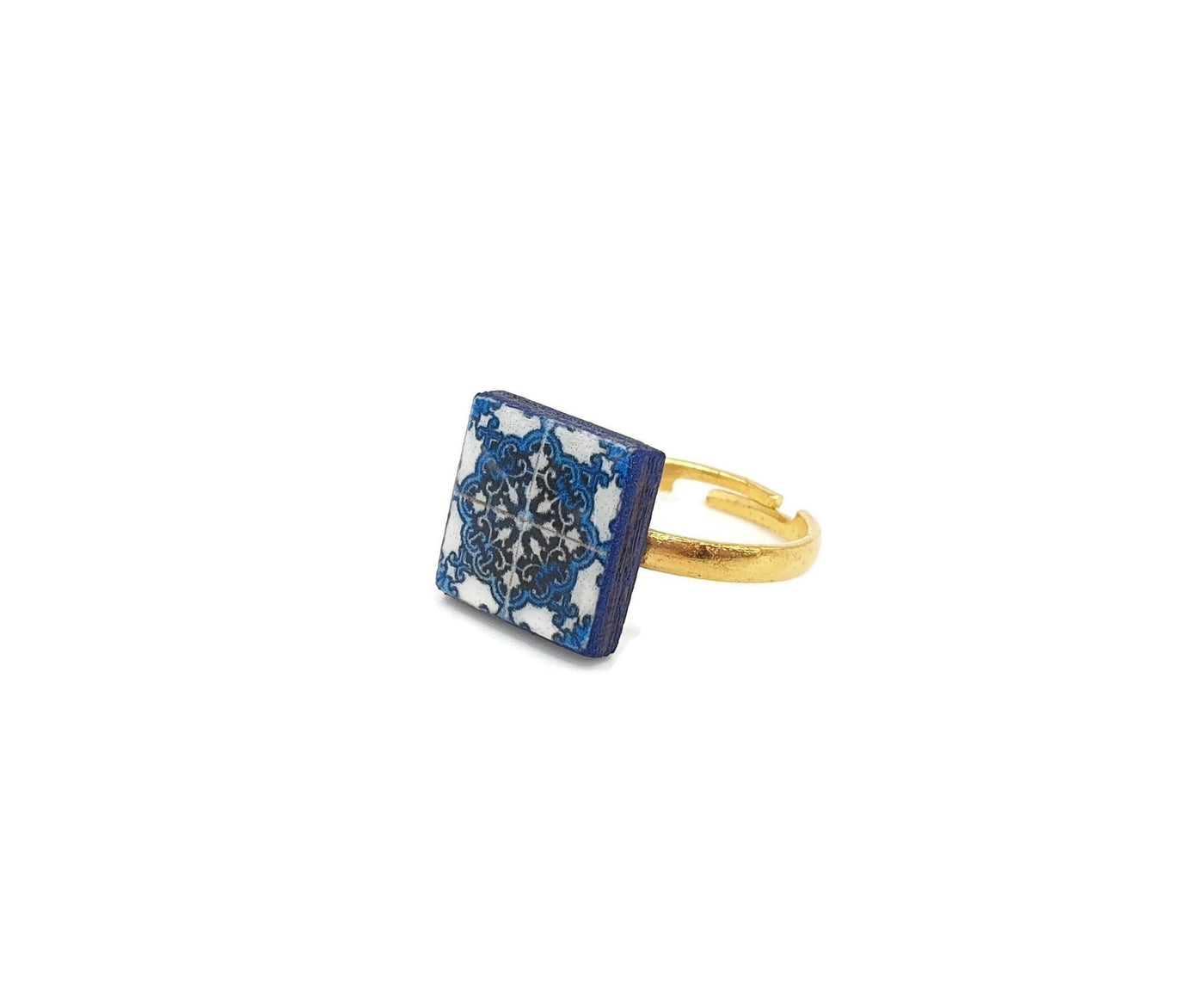 FAYE - Gold Small Tile Ring - ineslamy