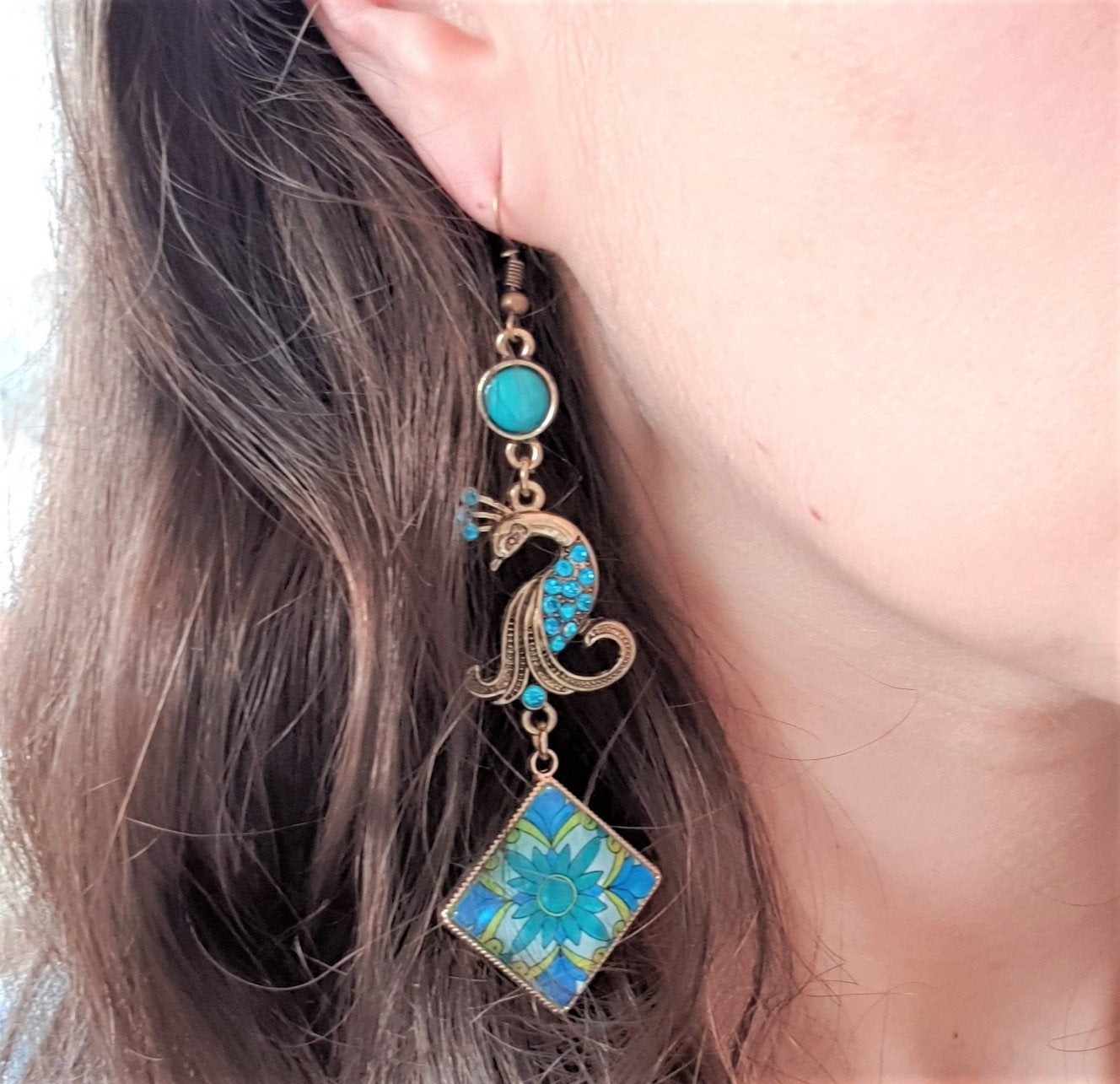 LUCINDA - Italian Tiles Peacock Earrings - ineslamy