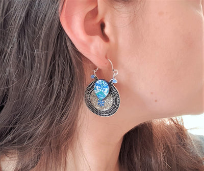 MARGARIDA - Italian Blue Hoop Earrings - ineslamy