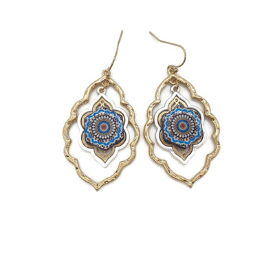 Jade - Moroccan Tile Gold Arabesque Earrings - ineslamy