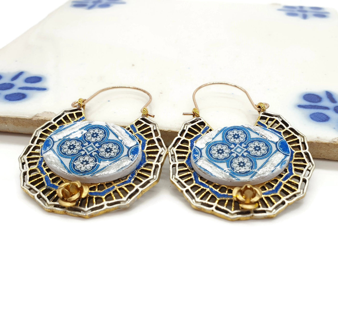 DIONISIA - Portuguese Blue Hoop Earrings