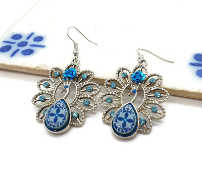 ENRIQUETA - Portuguese Tiles Peacock Earrings