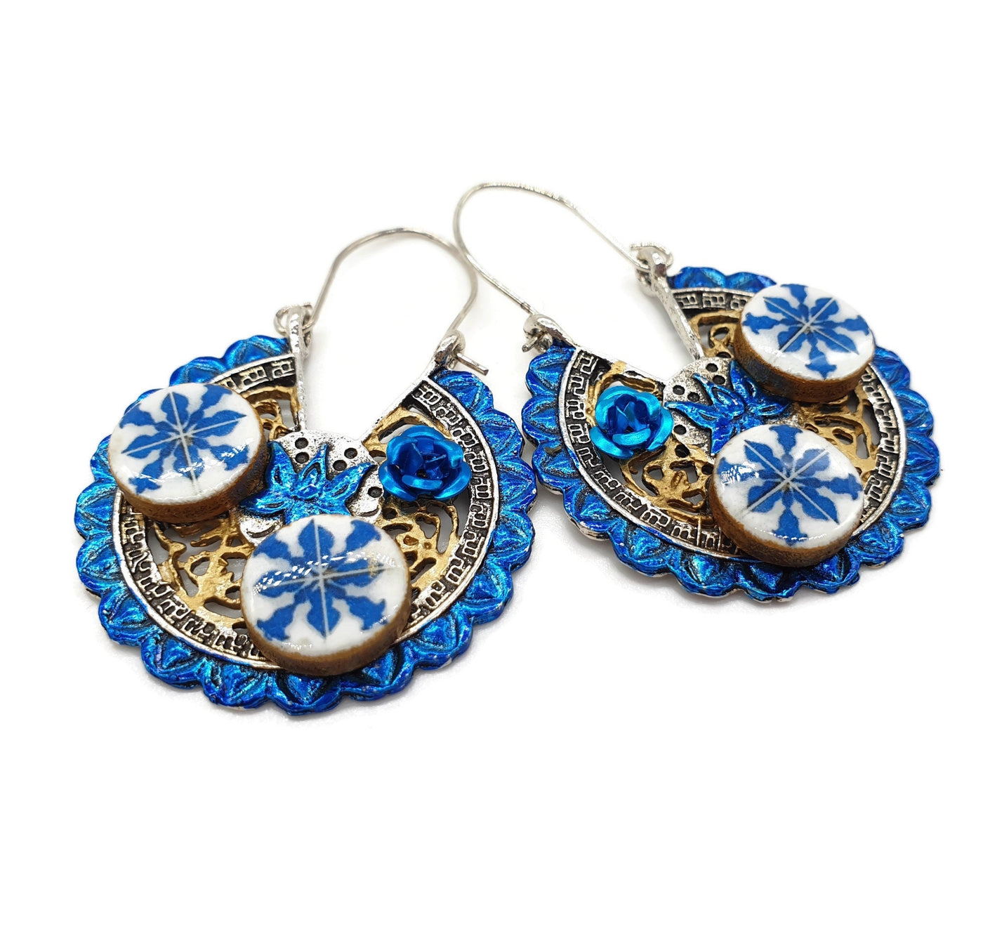 LUZIA - Blue Tiles Hoop Earrings