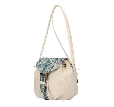 White & Blue Cork Bucket Bag - ineslamy