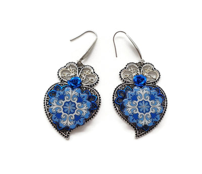 SILVIA - Blue Viana's Heart Earrings