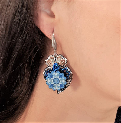 SILVIA - Blue Viana's Heart Earrings