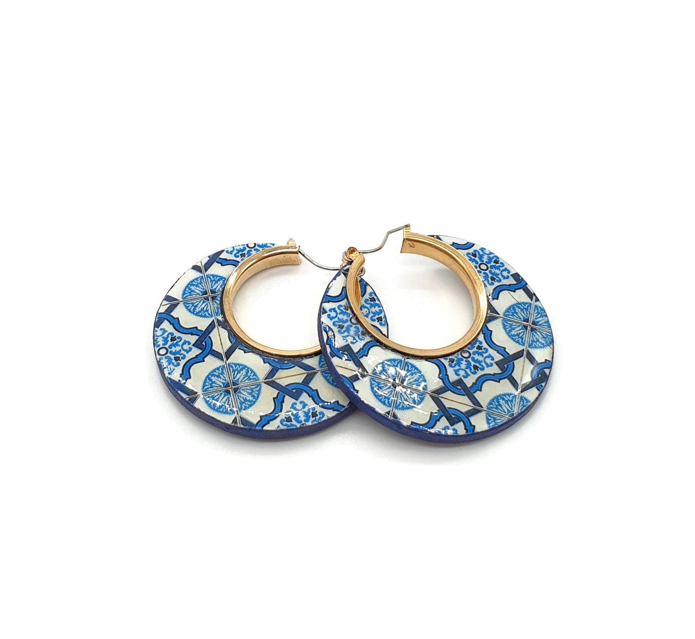 FLORIANA - Blue Tiles Hoop Earrings - ineslamy