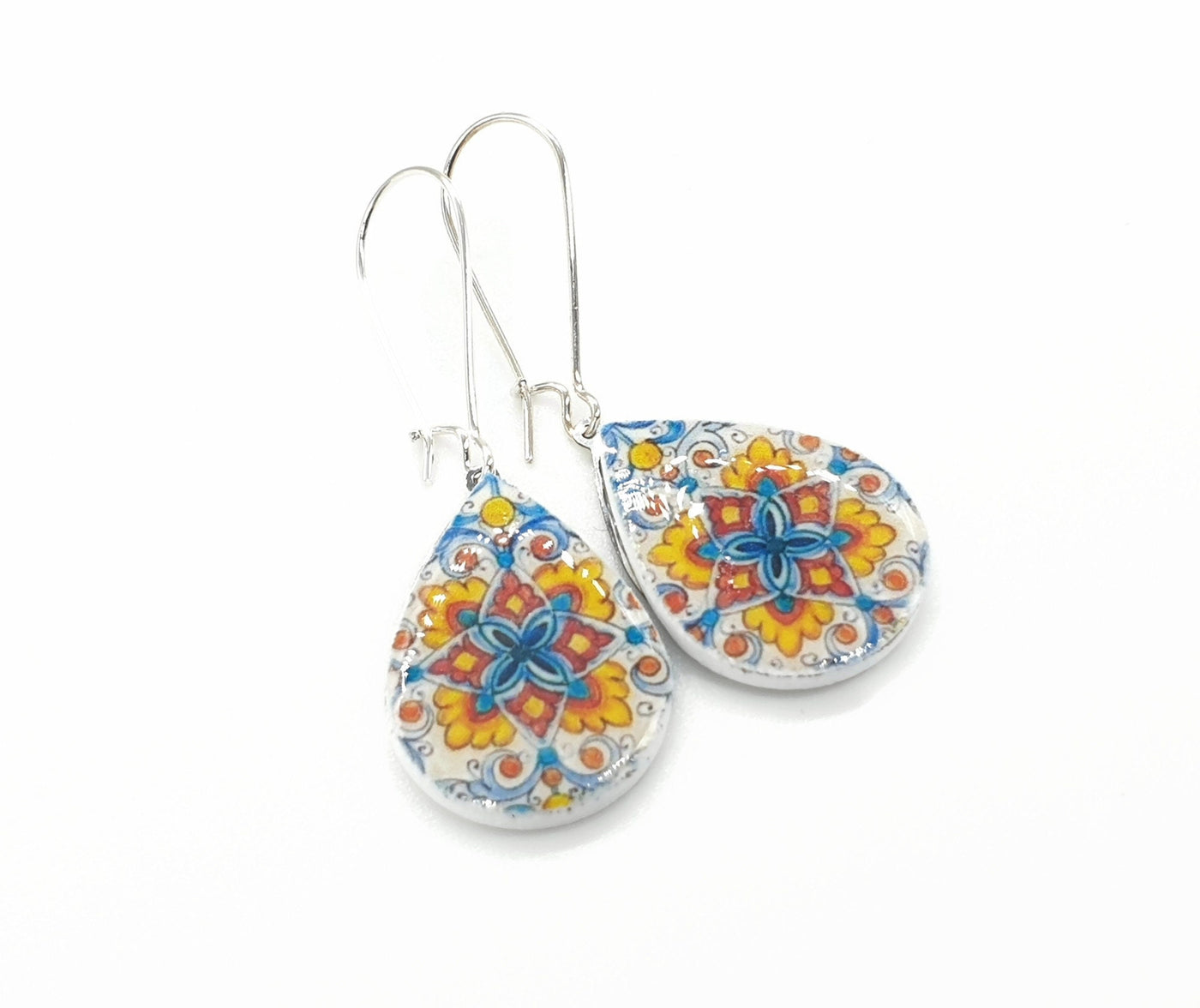 EMERY - Mexican Flower Tile Teardrop Earrings