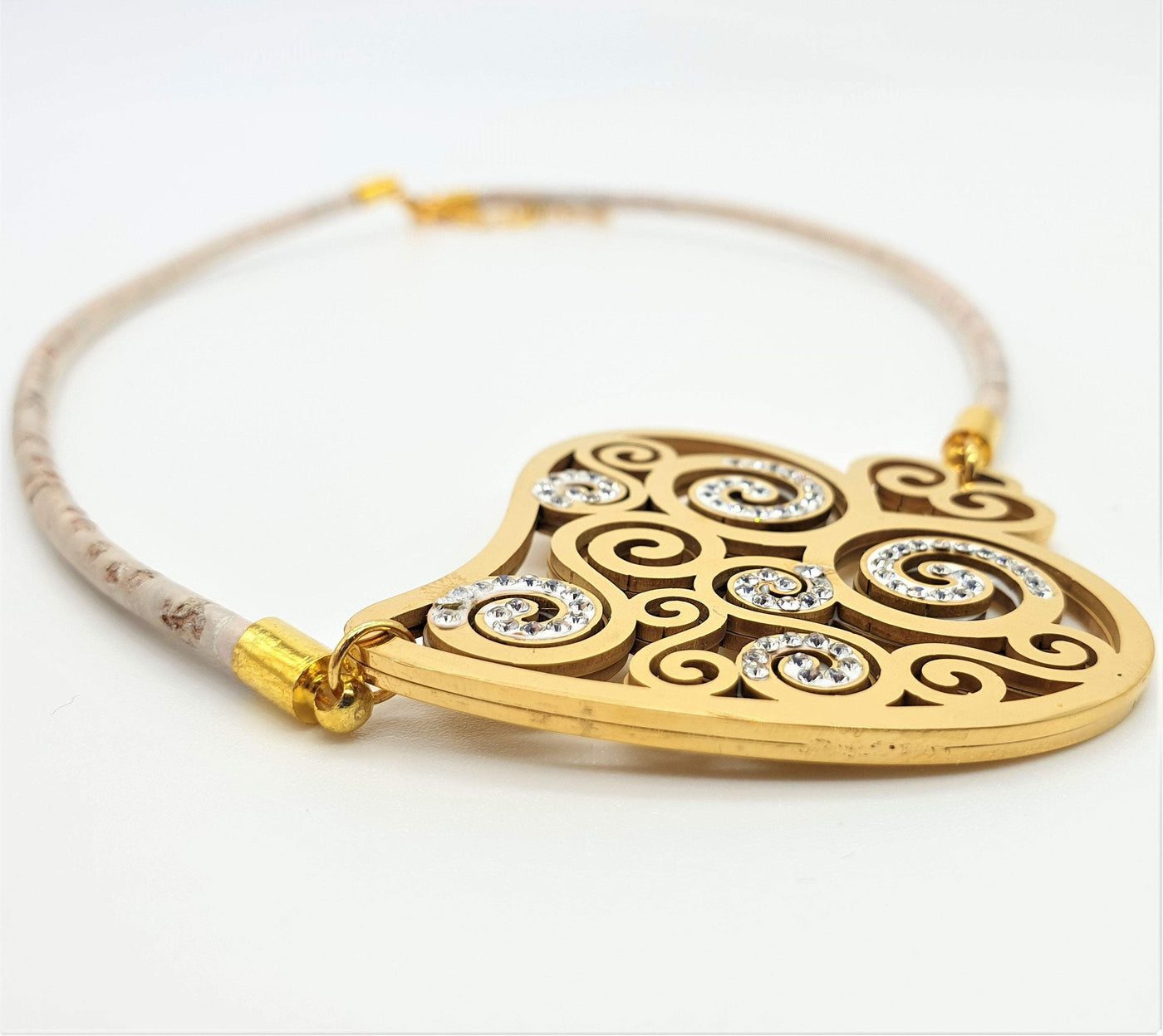 EFIGENIA - Portuguese Cork & Gold Viana Heart Necklace