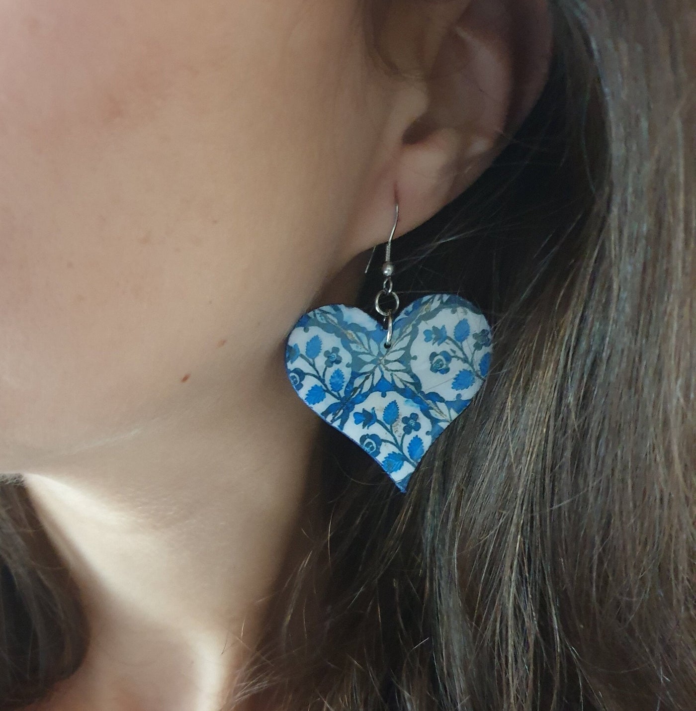 ALINE - Portuguese Tiles Big Heart Earrings