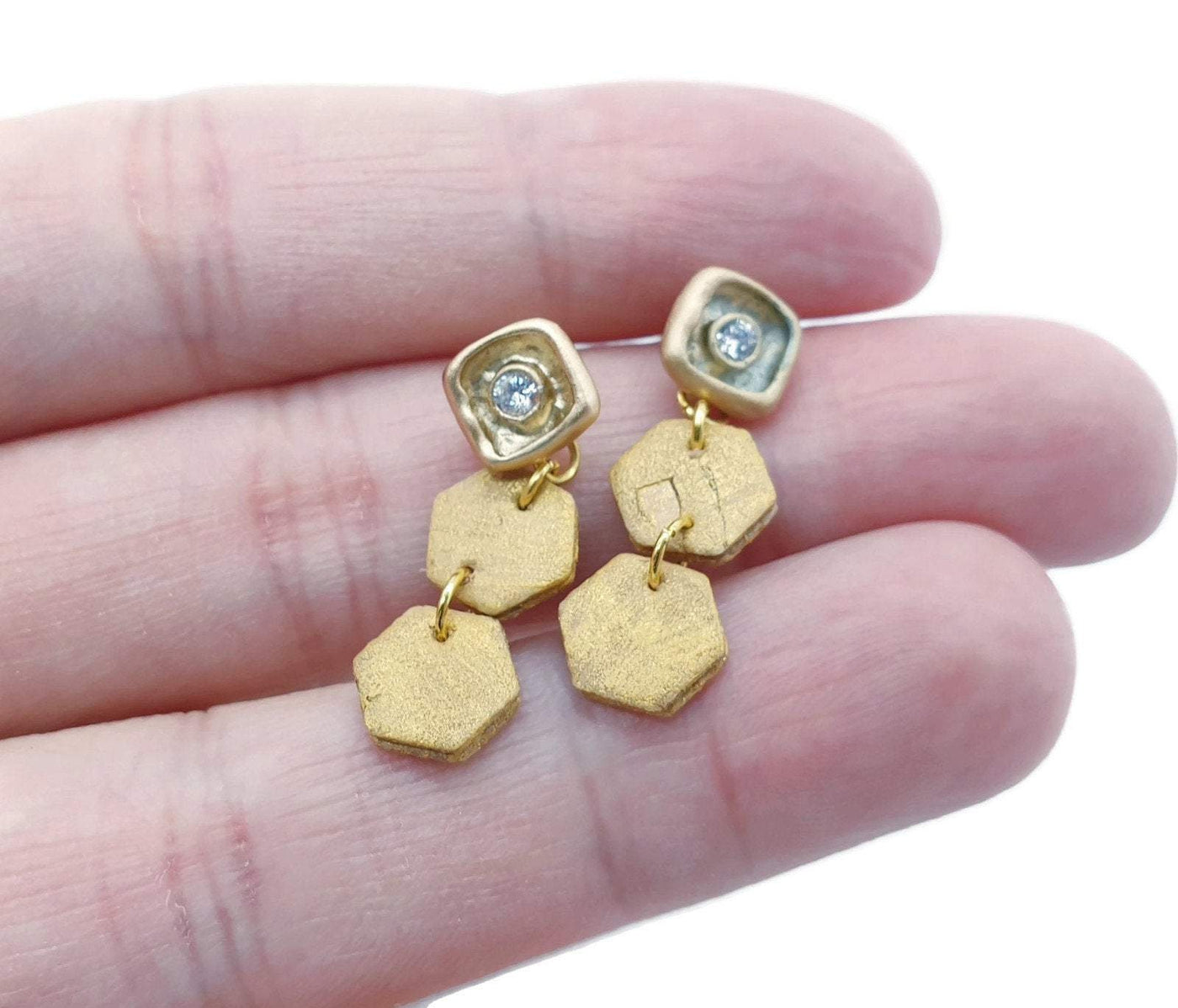 JULIETA - Double Hexagon Cork Stud Earrings