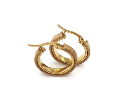 GRACIANA - Cork Small Gold Hoop Earrings