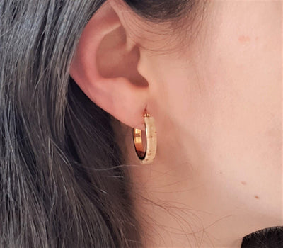 GRACIANA - Cork Small Gold Hoop Earrings