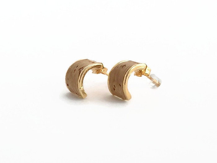 ELEONORA - Half Moon Hoop Cork Earrings