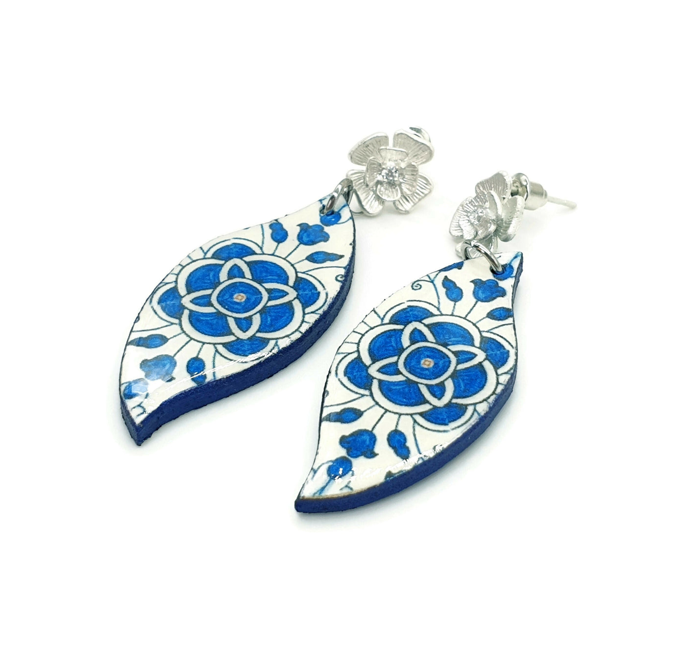 CAMELIA - Portugal Teardrop Blue White Tile Earrings