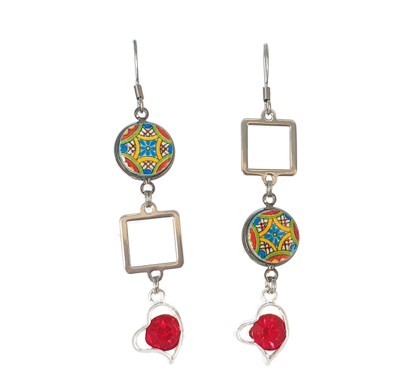 ALESSA - Sicilian Mismatched Red Tiles Earrings