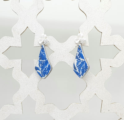 ESPERANZA - Mexican Teardrop Blue White Tile Earrings