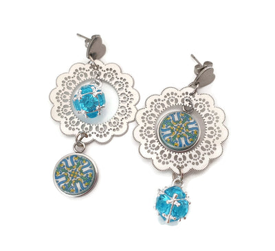 IVONE - Mismatched Turquoise Tile Earrings