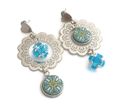IVONE - Mismatched Turquoise Tile Earrings
