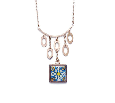 DORA - Portugal Tile Rose Gold Drops Necklace