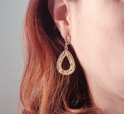 CASSIA - Teardrop Gold Cork Earrings