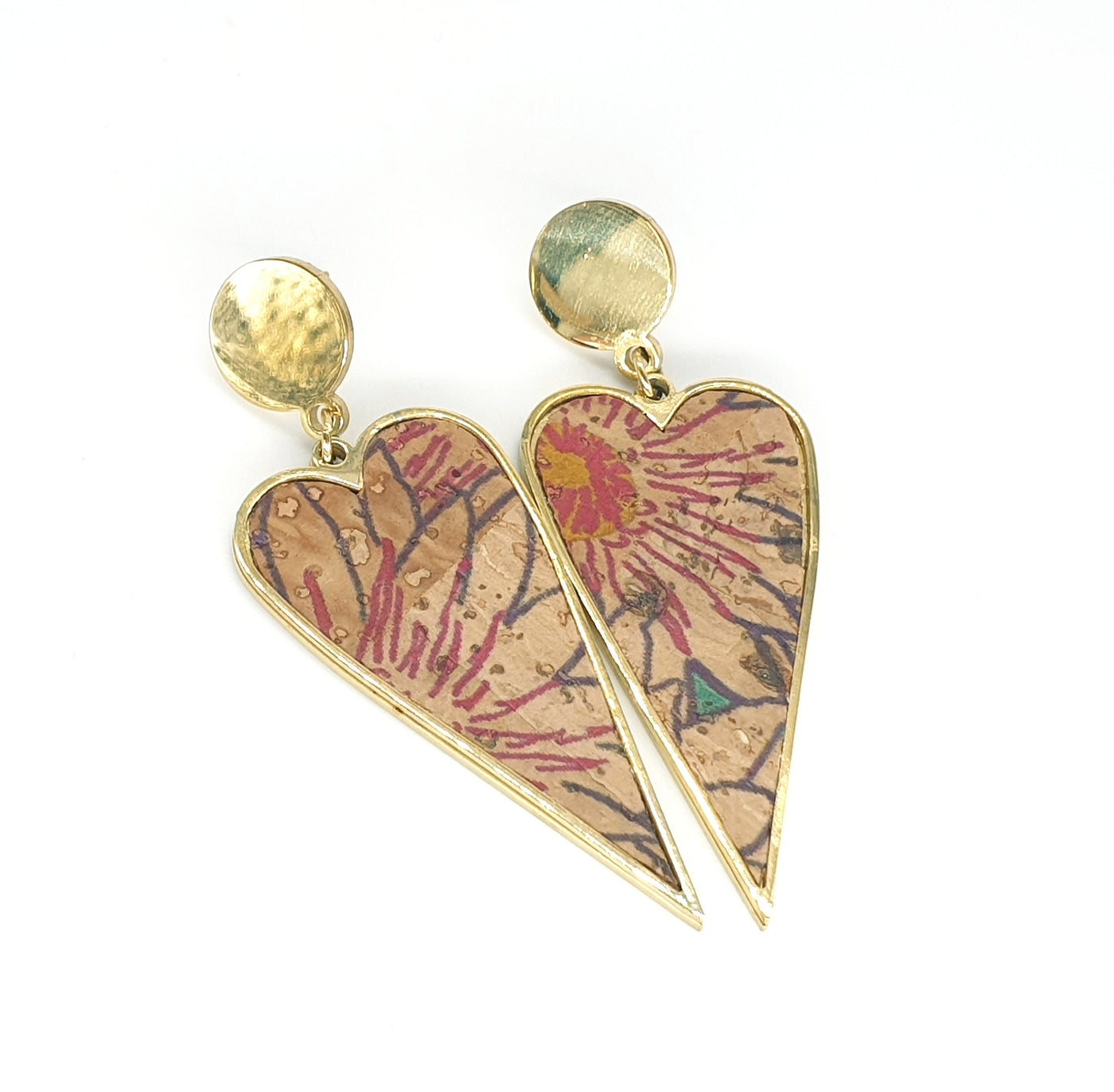HOLLY - Flower Heart Cork Earrings