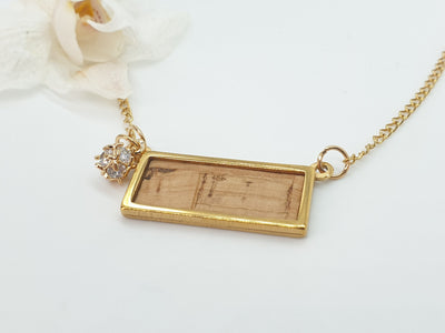 AVELINE - Gold Bar Crystal & Cork Necklace