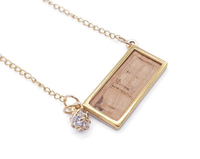 AVELINE - Gold Bar Crystal & Cork Necklace